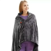 potrochi Heated Throw Blanket Plush USB Electric Throw Blanket with Zipper, Adjustable 3 Levels Temperature, Wearable Portable Throw Poncho Wrap for Shoulder and Neck, Machine Washable